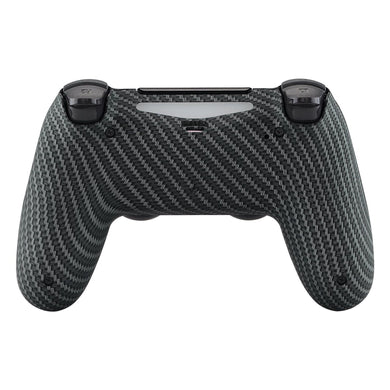 Soft Touch Black Silver Carbon Back Shell Compatible With PS4 Gen2 Controller-SP4BS03WS - Extremerate Wholesale