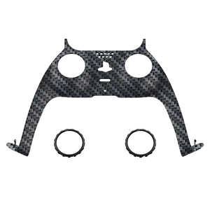 Soft Touch Black Silver Carbon Decorative Trim Shell With Accent Rings Compatible With PS5 Controller-GPFS2009WS - Extremerate Wholesale