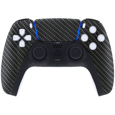 Soft Touch Black Silver Carbon Front Shell With Touchpad Compatible With PS5 Controller BDM-010 & BDM-020 & BDM-030 & BDM-040 - ZPFS2009G3WS - Extremerate Wholesale