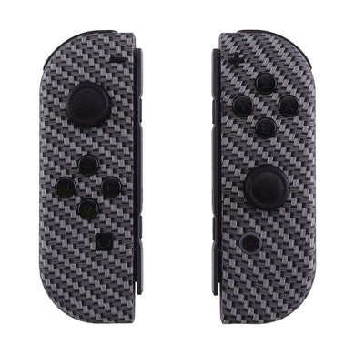 Soft Touch Black Silver Carbon Shells For NS Switch Joycon & OLED Joycon-CS202WS - Extremerate Wholesale