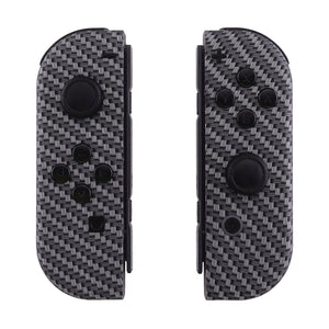 Soft Touch Black Silver Carbon Shells For NS Switch Joycon & OLED Joycon-CS202WS - Extremerate Wholesale