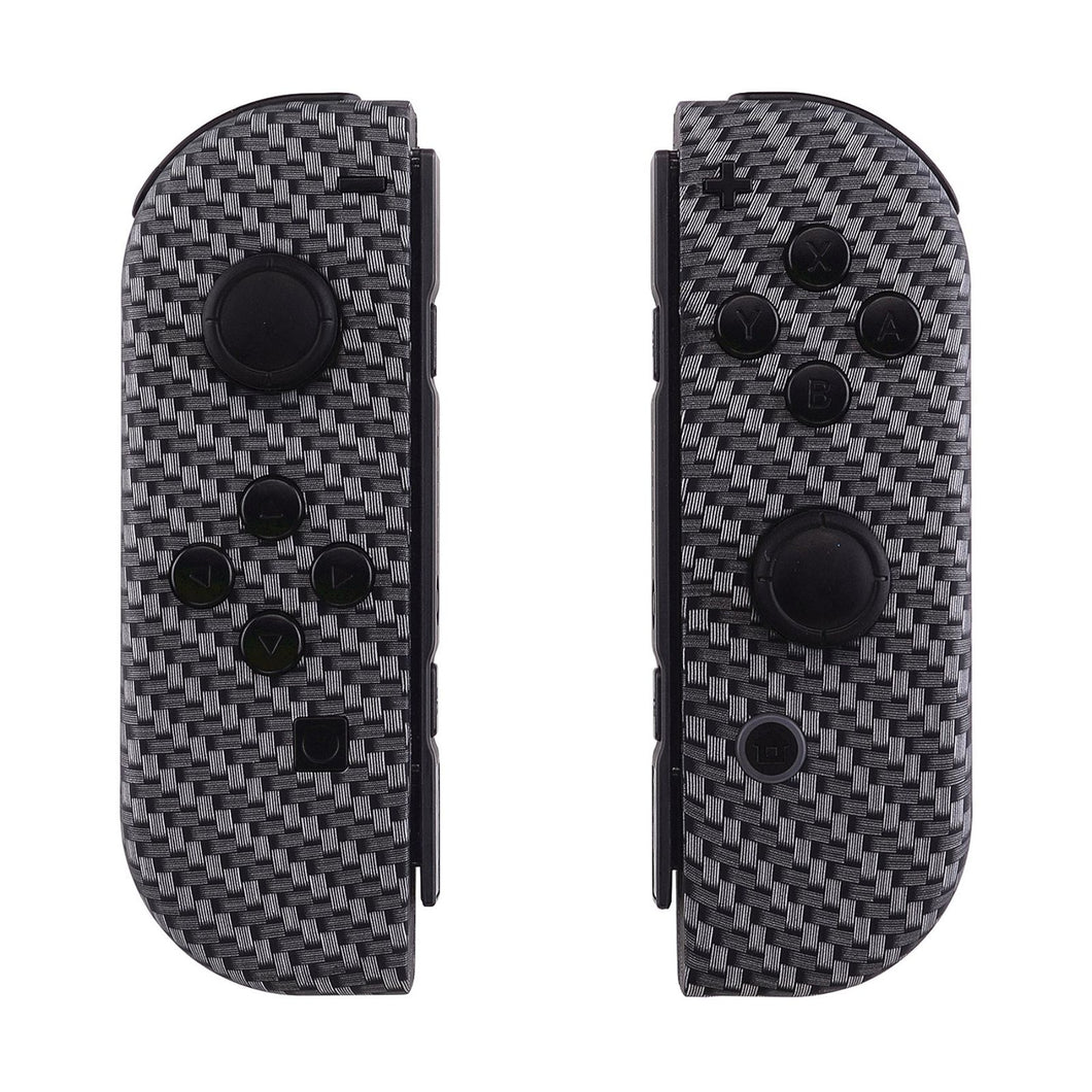 Soft Touch Black Silver Carbon Shells For NS Switch Joycon & OLED Joycon-CS202WS - Extremerate Wholesale