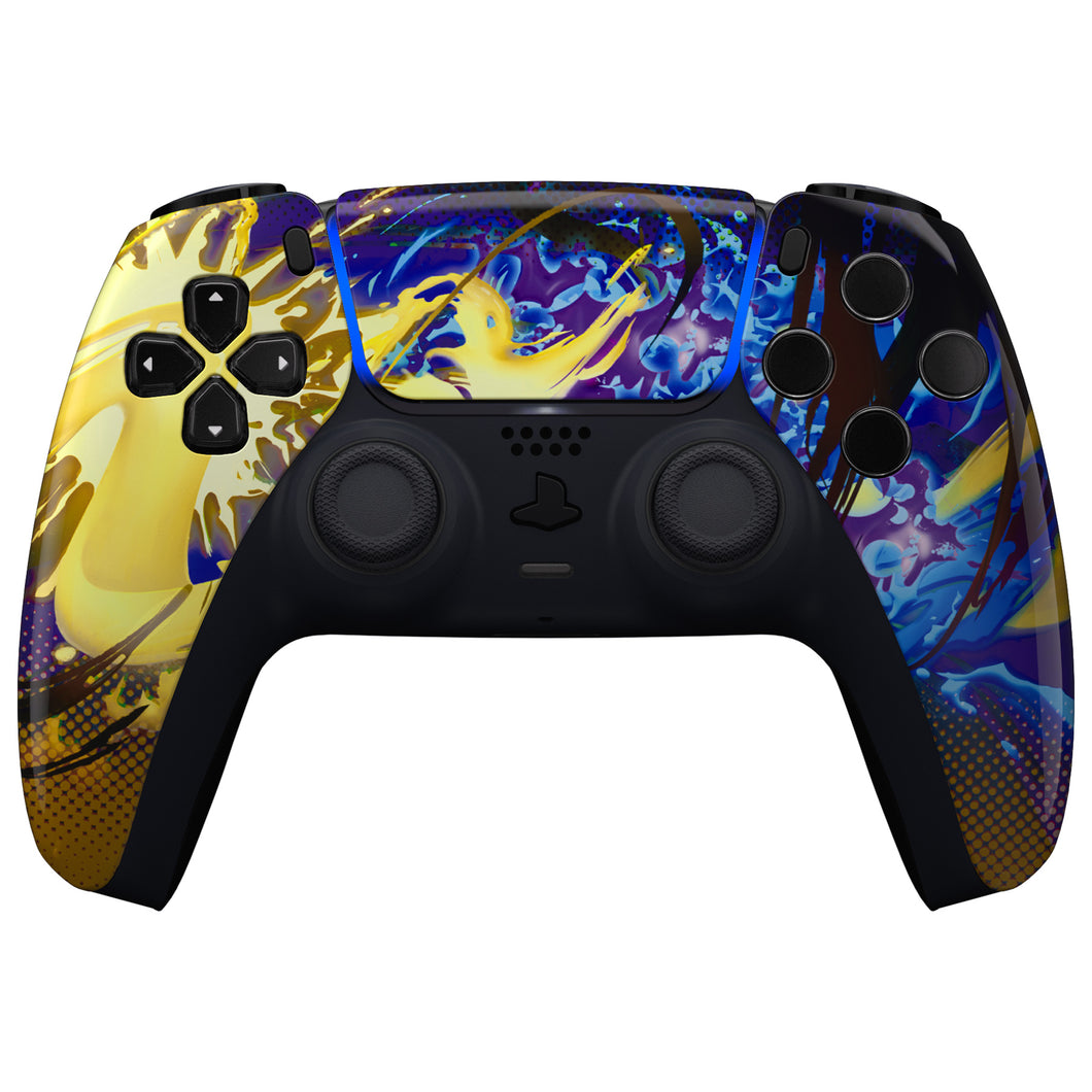 Glossy Splattering Fighting Front Shell With Touchpad Compatible With PS5 Controller BDM-010 & BDM-020 & BDM-030 & BDM-040 - ZPFT1098G3WS