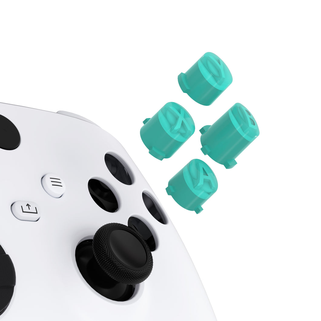 Three-Tone Teal Green & Clear Classic Symbols Replacement Custom ABXY Action Button For Xbox Series X & S Controller / Xbox One S & X Controller/ Xbox Elite V1/V2 Controller - JDX3M024WS