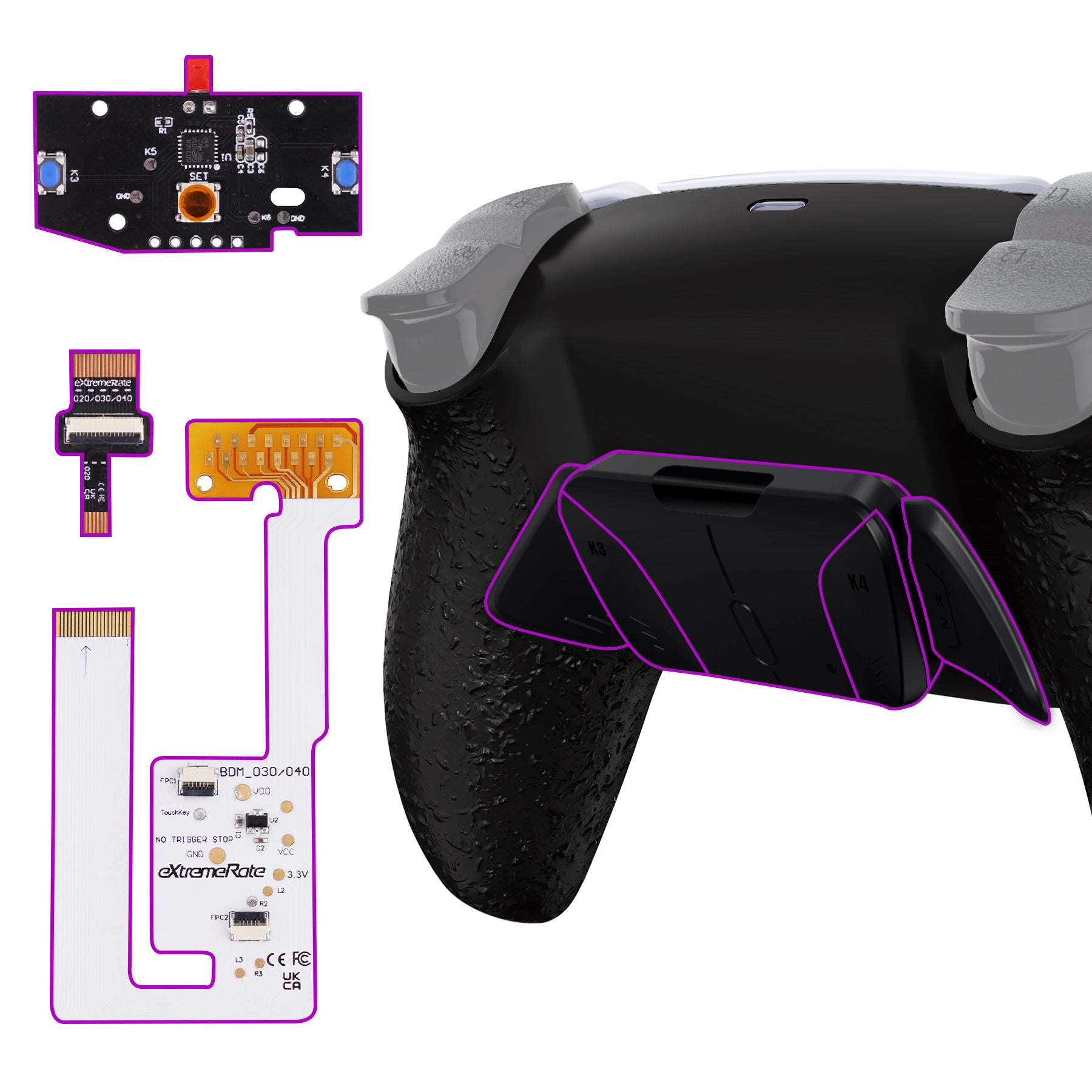Textured Black Remappable RISE4 V3 Remap Kit For PS5 Controller BDM-030 ...