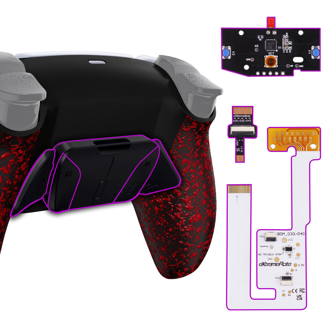 Textured Red Remappable RISE4 V3 Remap Kit For PS5 Controller BDM-030/040/050 - YPFP3004G4