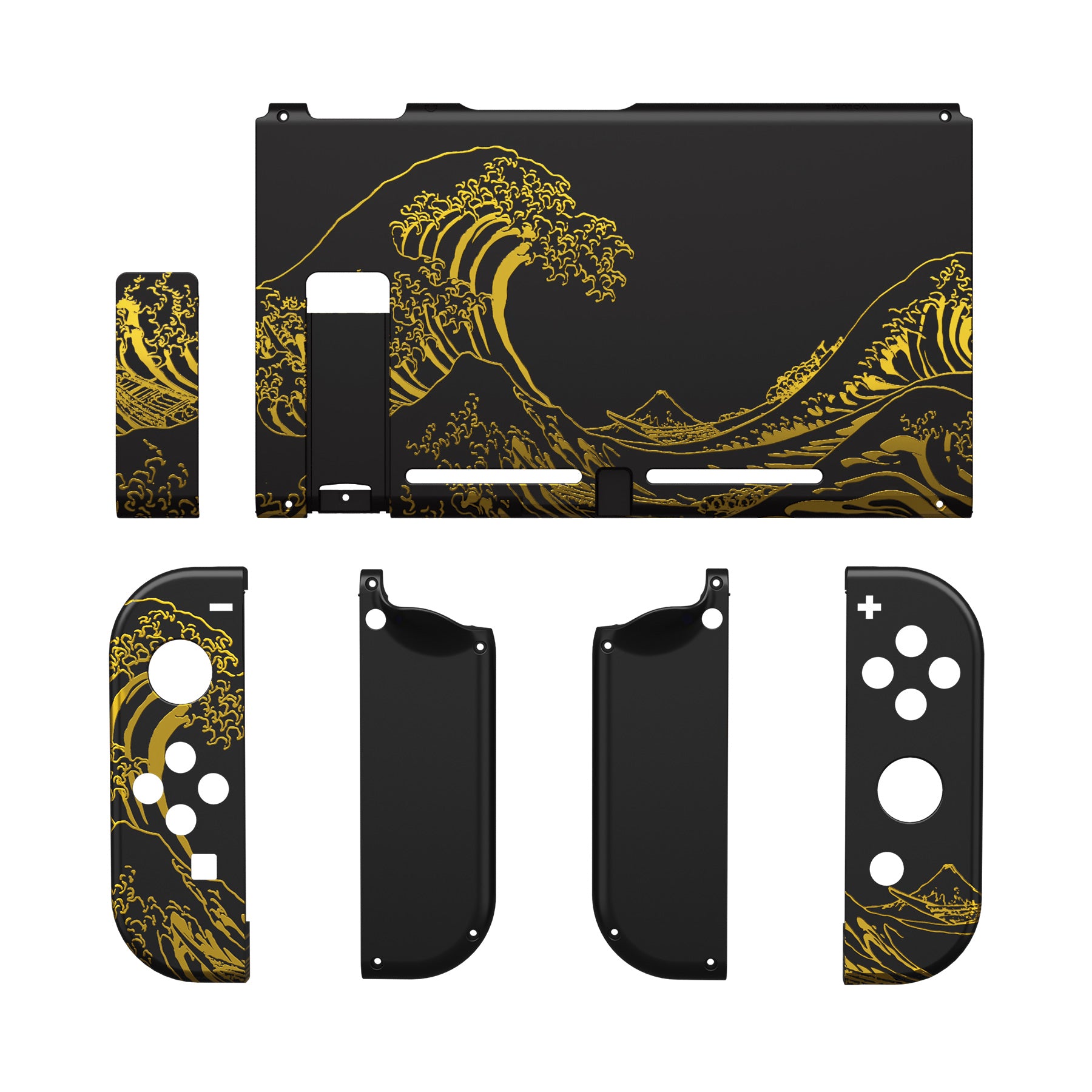 The Great GOLDEN Wave Off Kanagawa - Black Full Shells For NS