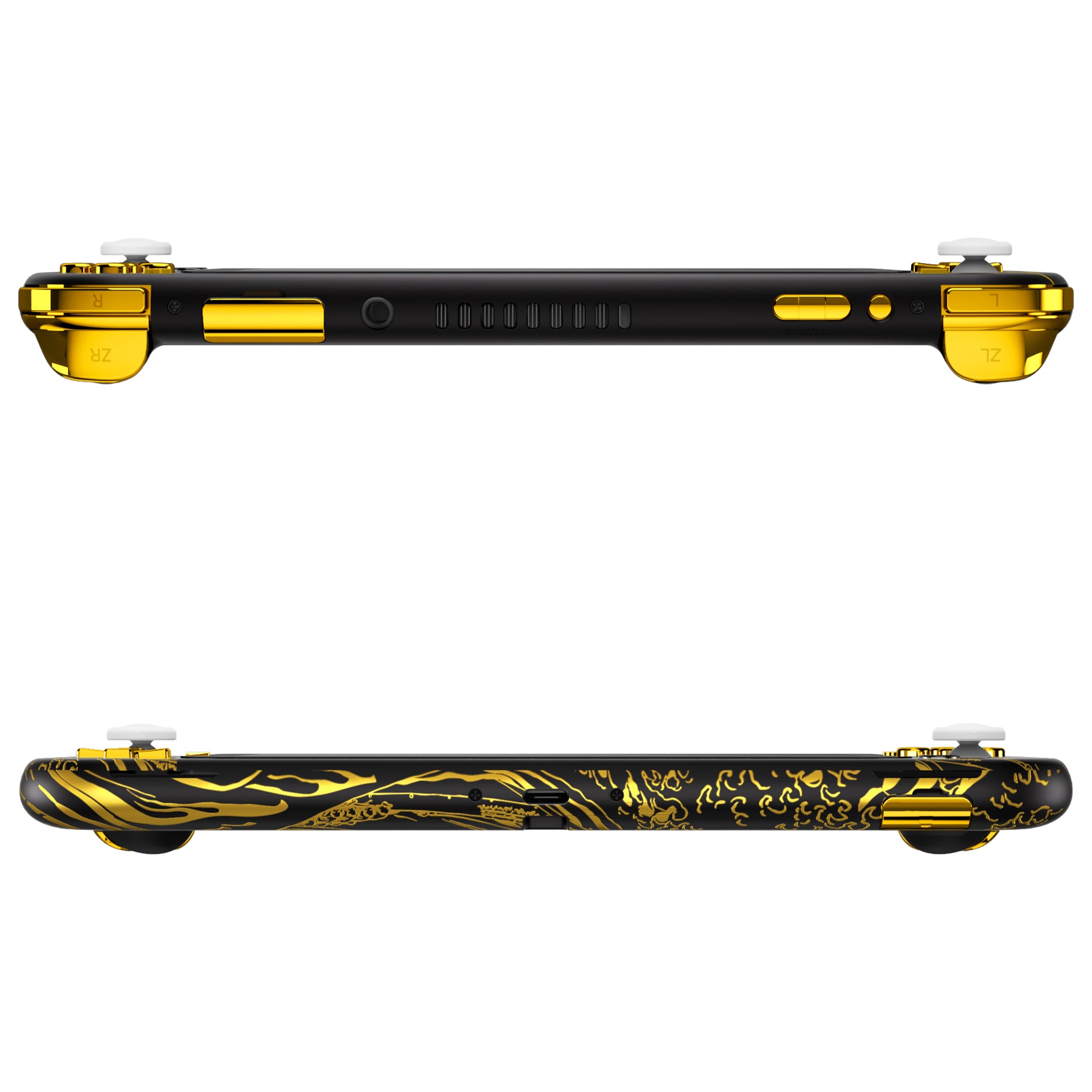 Nintendo Switch Lite本体　カスタム品　外装：金の波柄仕様 The Great GOLDEN Wave Off Kanagawa - Black Shells For NS Lite-DLT142WS
