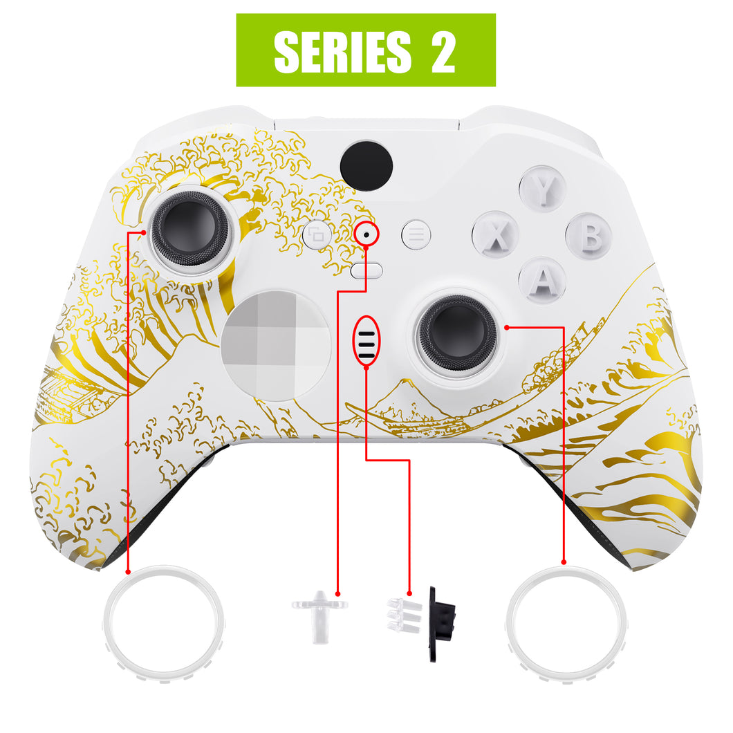 The Great GOLDEN Wave Off Kanagawa - White Front Shell For Xbox One-Elite2 Controller-ELT155WS