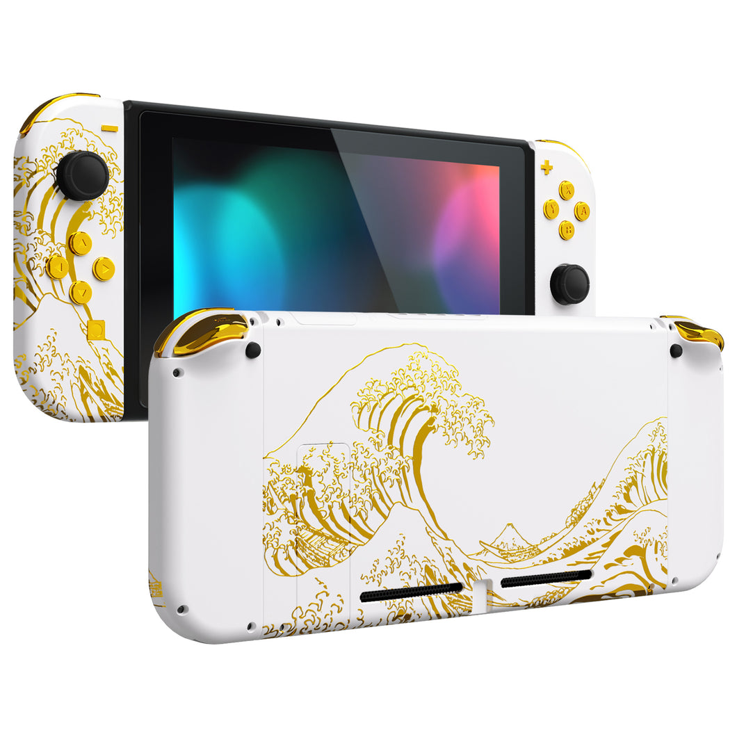 The Great GOLDEN Wave Off Kanagawa - White Full Shells For NS Joycon-Without Any Buttons Included-QT121WS
