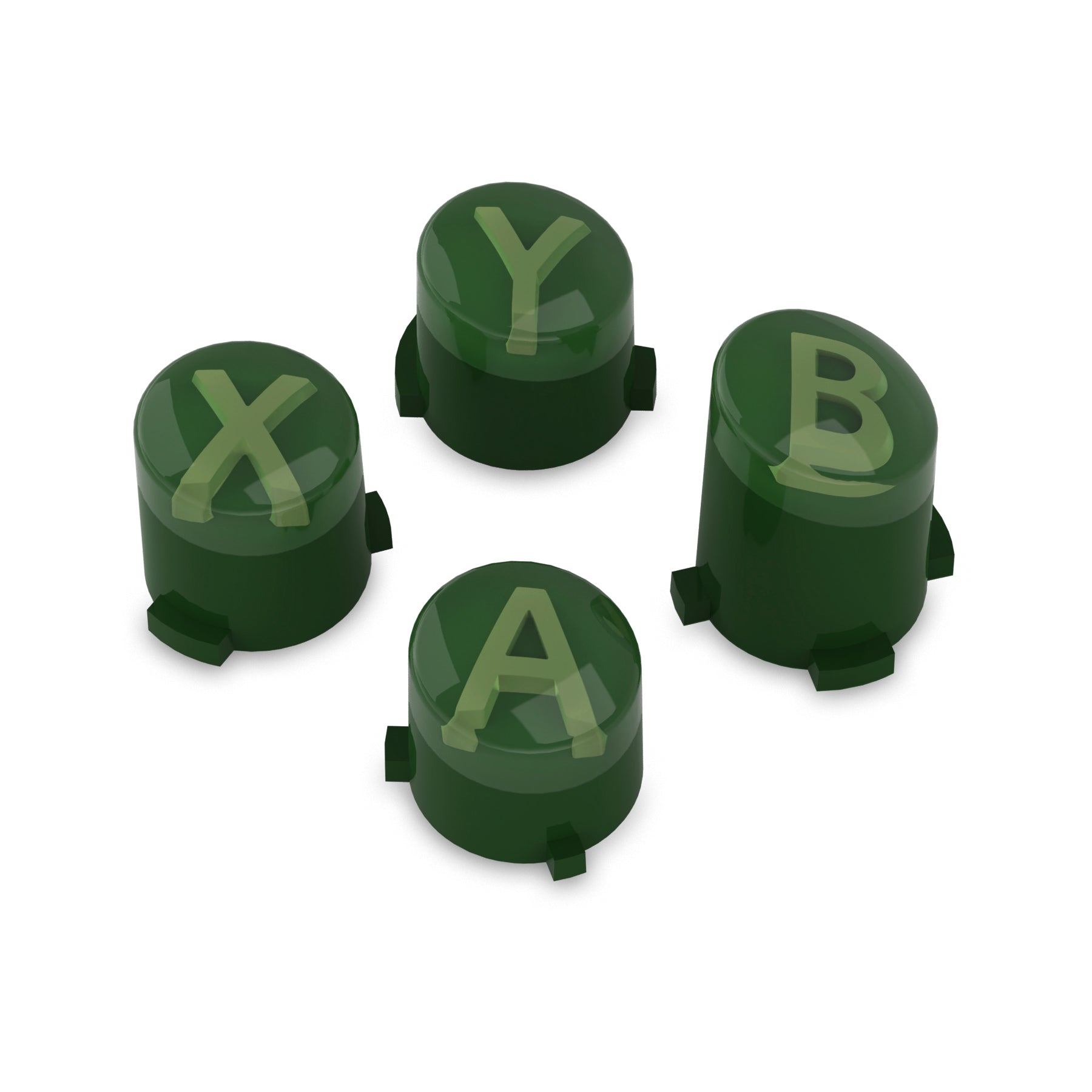 Three-Tone Deep Pine Green \u0026 Clear \u0026 Bamboo Green Classic Symbols  Replacement Custom ABXY Action Button For Xbox Series X \u0026 S Controller /  Xbox One S \u0026 X Controller/ Xbox Elite, image size:1800x1800