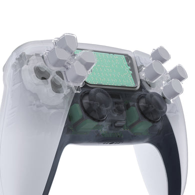 Two-Tone New Hope Gray & Clear Replacement Custom No Letter Imprint Dpad Action Buttons Compatible With PS5 Controller - JPFG008WS - Extremerate Wholesale