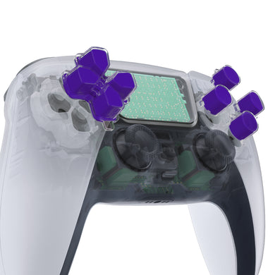 Two-Tone Purple & Clear Replacement Custom No Letter Imprint Dpad Action Buttons Compatible With PS5 Controller - JPFG006WS - Extremerate Wholesale