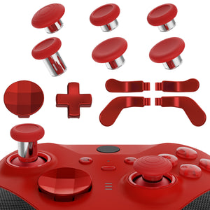 Vampire Red & Metallic Silver 13 in 1 Component Pack Kit Replacement Metal Thumbsticks & D-Pads & Paddles for Xbox Elite Series 2 & Elite 2 Core Controller (Model 1797) - IL909 - Extremerate Wholesale