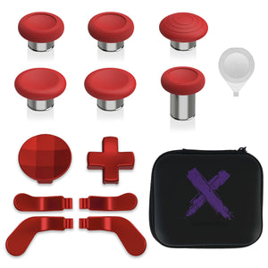 Vampire Red & Metallic Silver 13 in 1 Component Pack Kit Replacement Metal Thumbsticks & D-Pads & Paddles for Xbox Elite Series 2 & Elite 2 Core Controller (Model 1797) - IL909 - Extremerate Wholesale