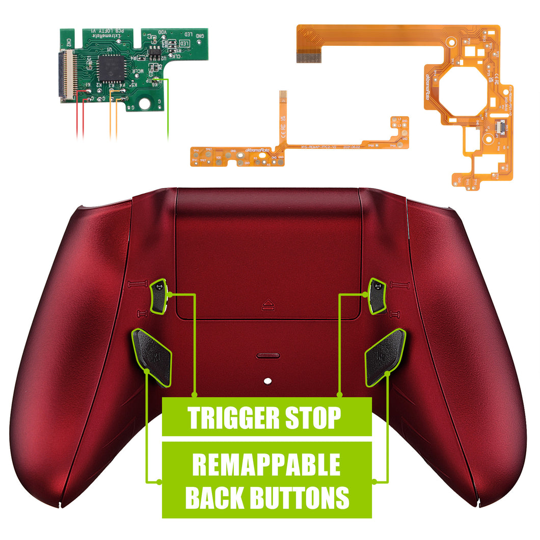 Soft Touch Vampire Red Lofty Remap Kit With Game Custom Main Accessories + Spare Accessories + Accessories Left And Right Hand Handles For Xbox One S Controller-X1RM010