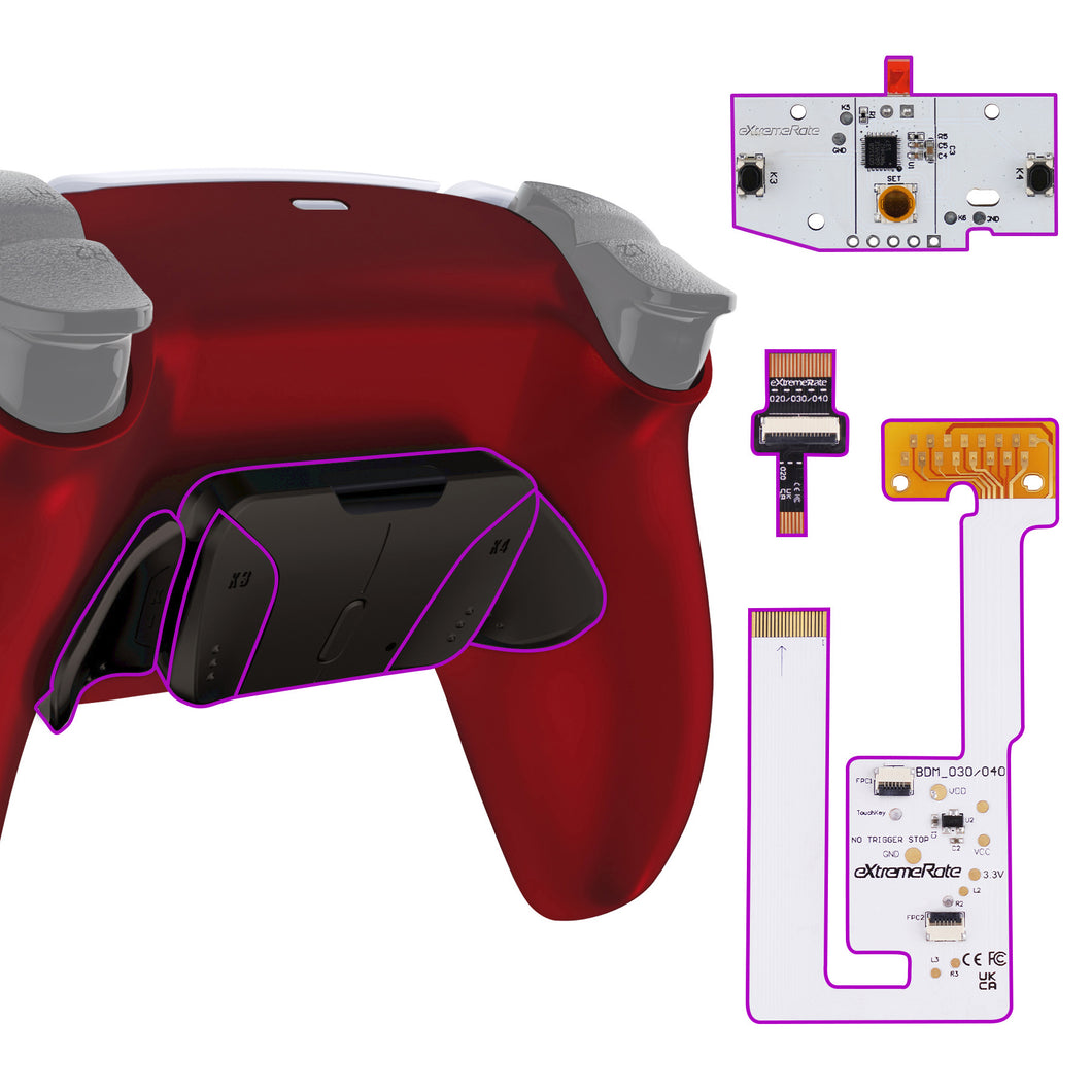 Vampire Red - Black Real Metal Buttons (RMB) Version Remappable RISE4 V3 Remap Kit for PS5 Controller BDM-030/040/050 - YPFJ7007G4