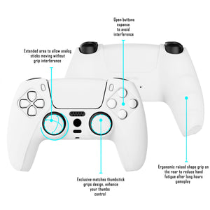 White Pure Series Anti-slip Silicone Cover Skin With White Thumb Grip Caps For PS5 Controller-KOPF002 - Extremerate Wholesale
