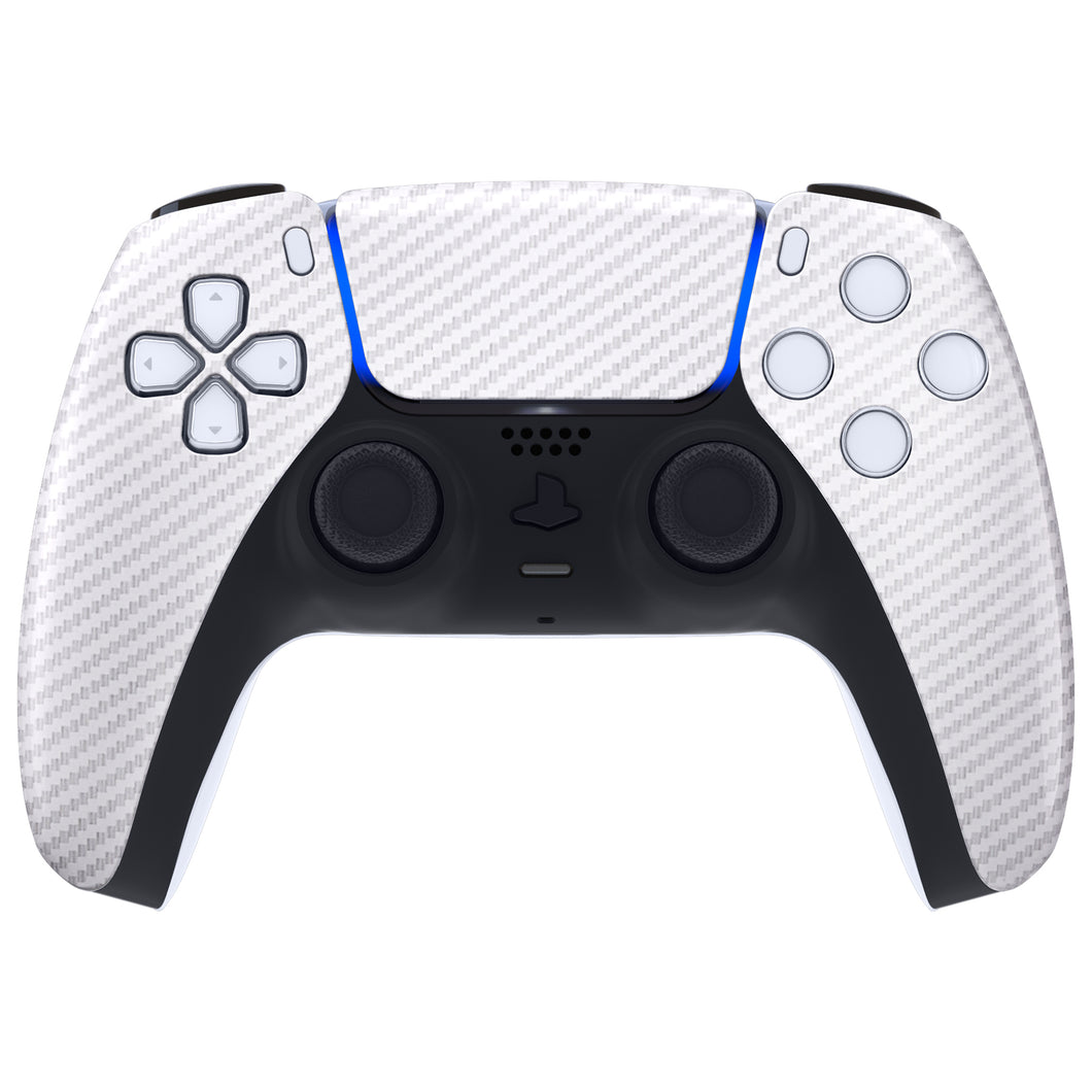 White Silver Carbon Fiber Front Shell With Touchpad Compatible With PS5 Controller BDM-010 & BDM-020 & BDM-030 & BDM-040 - ZPFS2010G3WS - Extremerate Wholesale