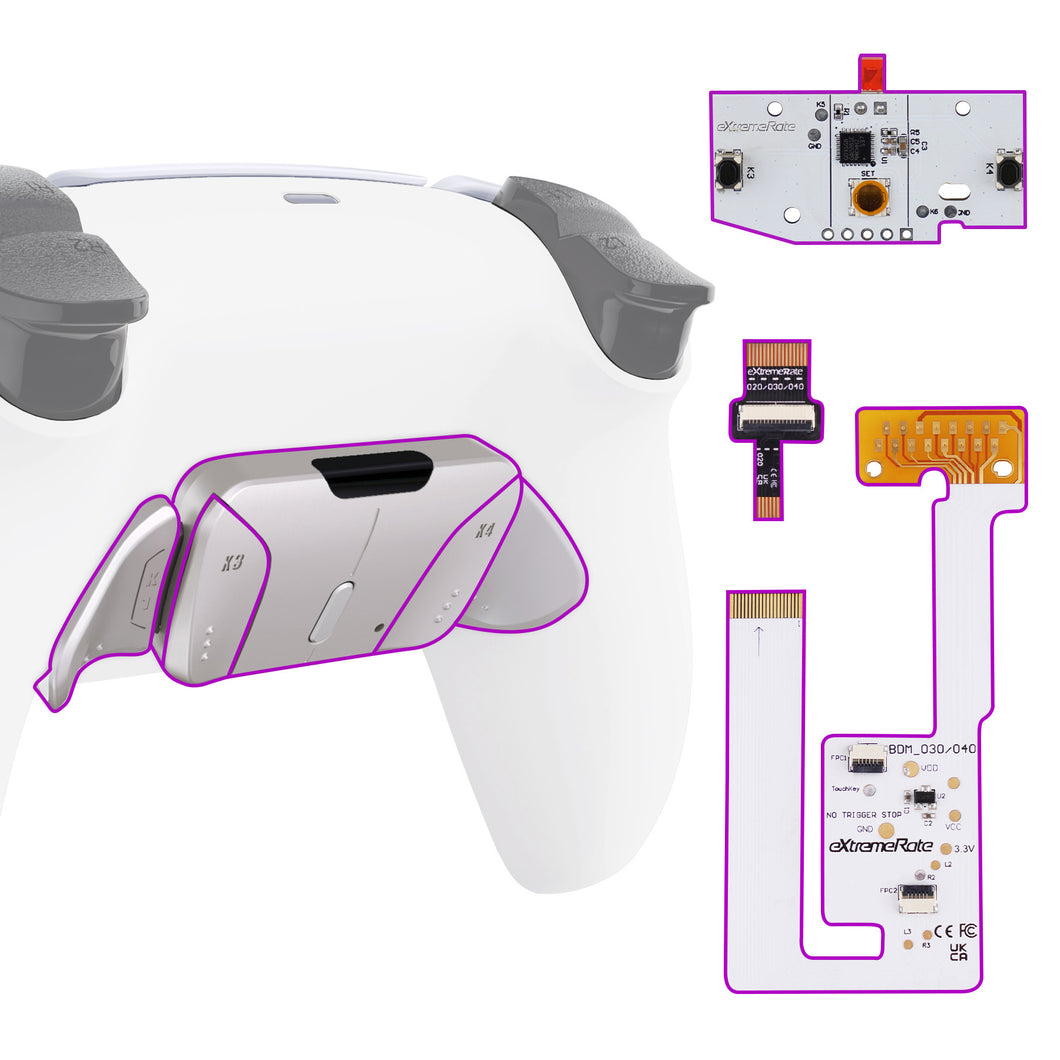 White - Silver Real Metal Buttons (RMB) Version Remappable RISE4 V3 Remap Kit for PS5 Controller BDM-030/040/050 - YPFJ7008G4