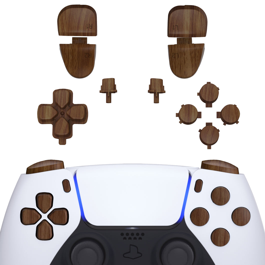 Wood Grain 11in1 Button Kits Compatible With PS5 Controller BDM-030 & BDM-040 - JPF9001G3WS