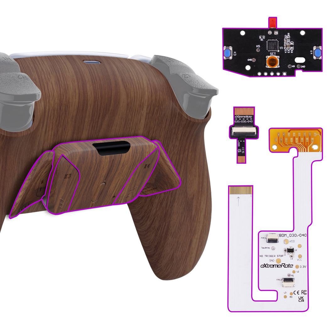 Wooden Grain Remappable RISE4 V3 Remap Kit for PS5 Controller BDM-030/040/050 - YPFS2001G4