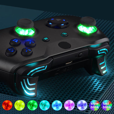 Matte UV Black Multi-Colors Luminated Dpad Thumbsticks Start Back ABXY Action Buttons, Classic Symbols Buttons DTFS (DTF 2.0) LED Kit For Xbox One S/X Controller-X1LED04 - Extremerate Wholesale