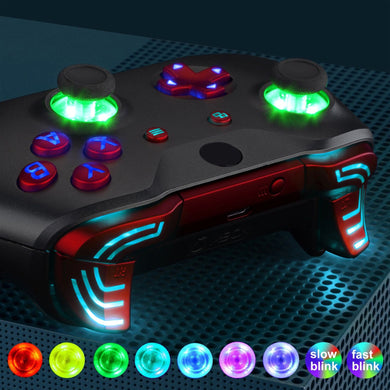 Matte UV Vampire Red Multi-Colors Luminated Dpad Thumbsticks Start Back ABXY Action Buttons, Classic Symbols Buttons DTFS (DTF 2.0) LED Kit For Xbox One S/X Controller-X1LED06 - Extremerate Wholesale
