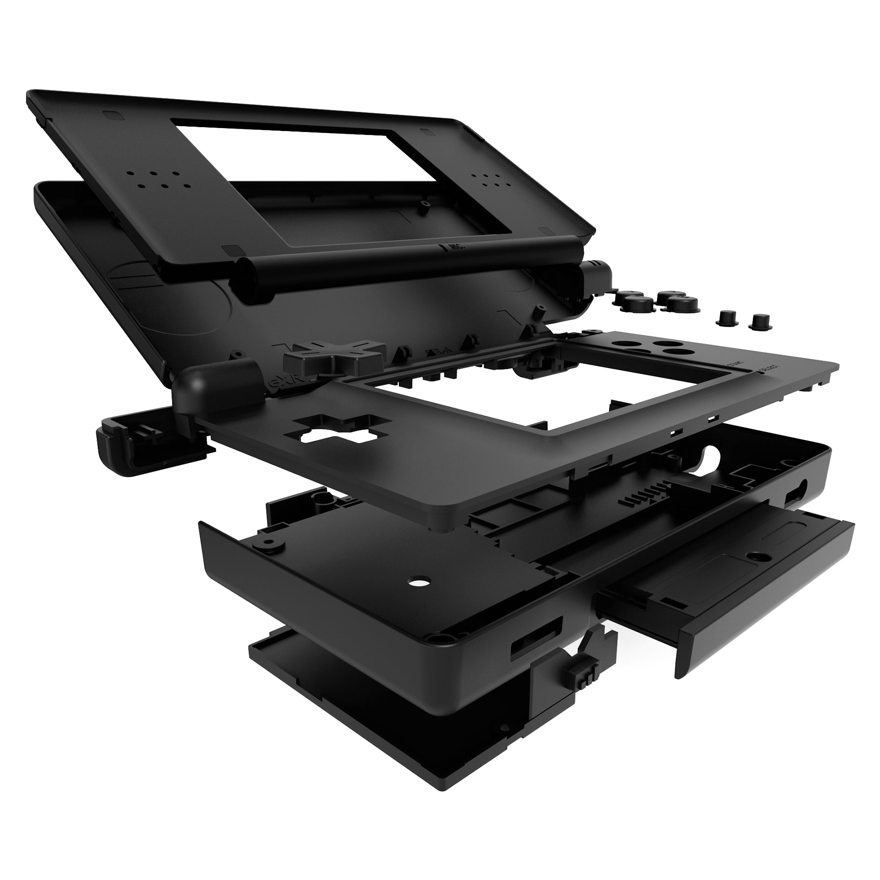 DS ・DS Lite 周辺機器 eXtremeRate Black Replacement Full Housing Shell & Buttons with