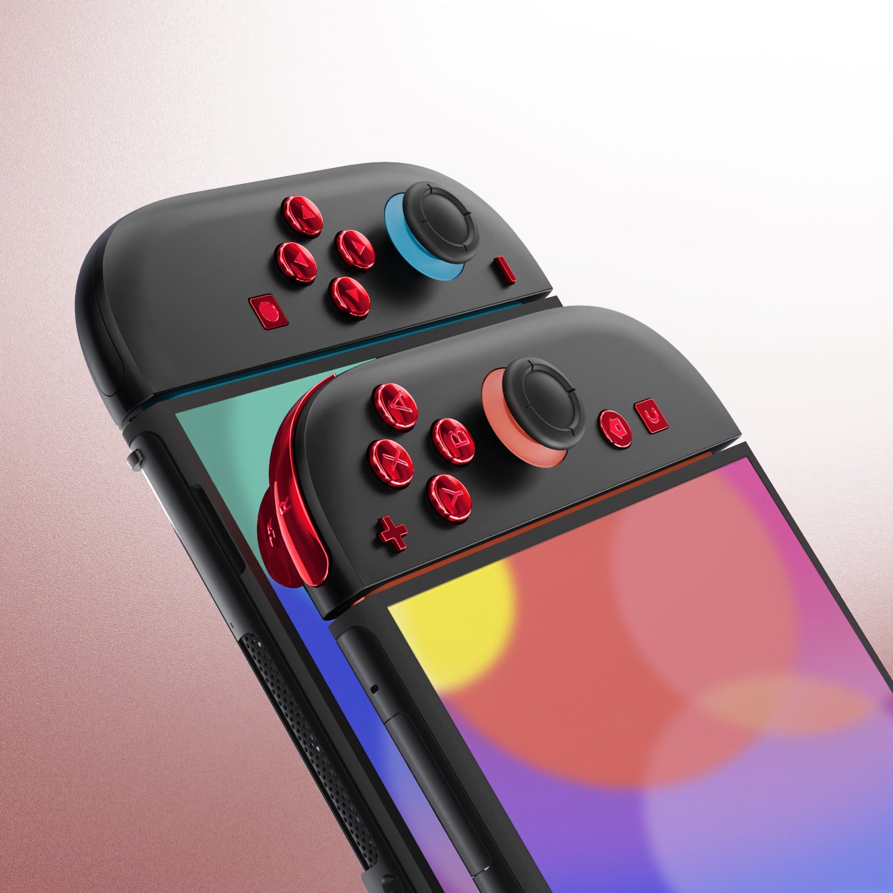 eXtremeRate Chrome Red DIY Replacement Full Set Buttons for