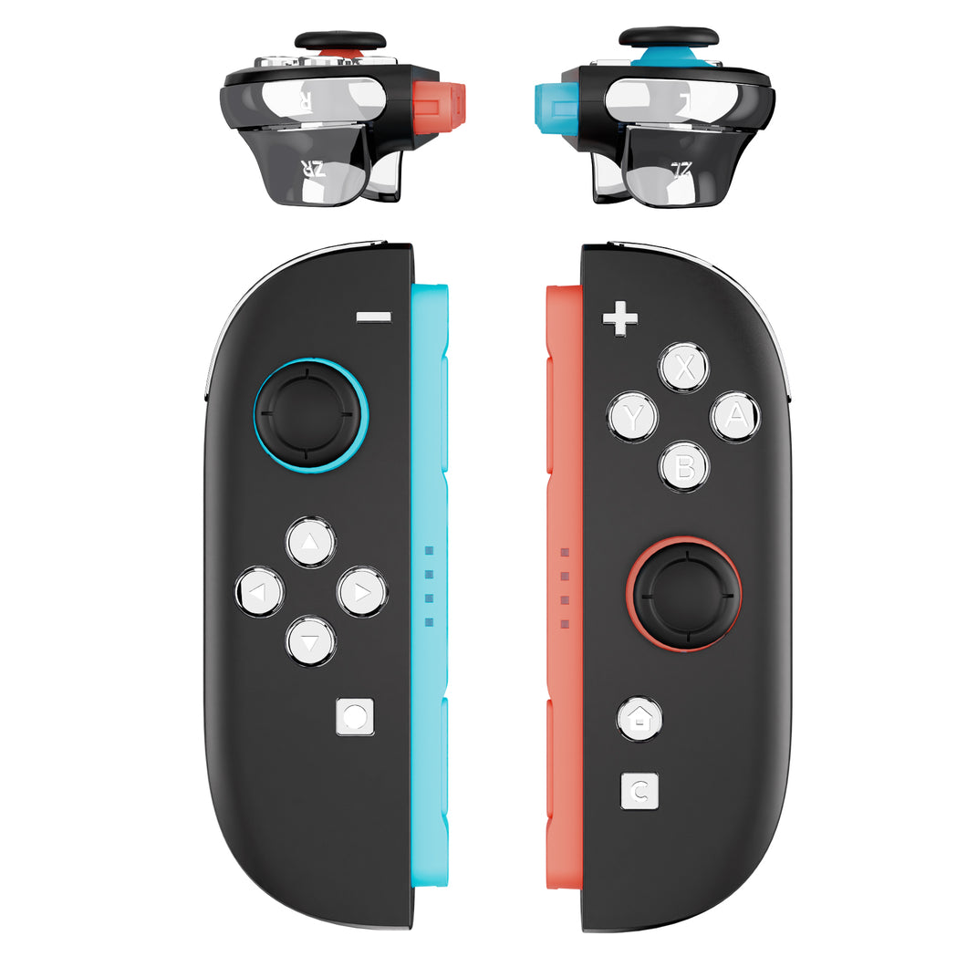 eXtremeRate Chrome Silver DIY Replacement Full Set Buttons for Nintendo Switch 2 Joycon - AB2NTD002