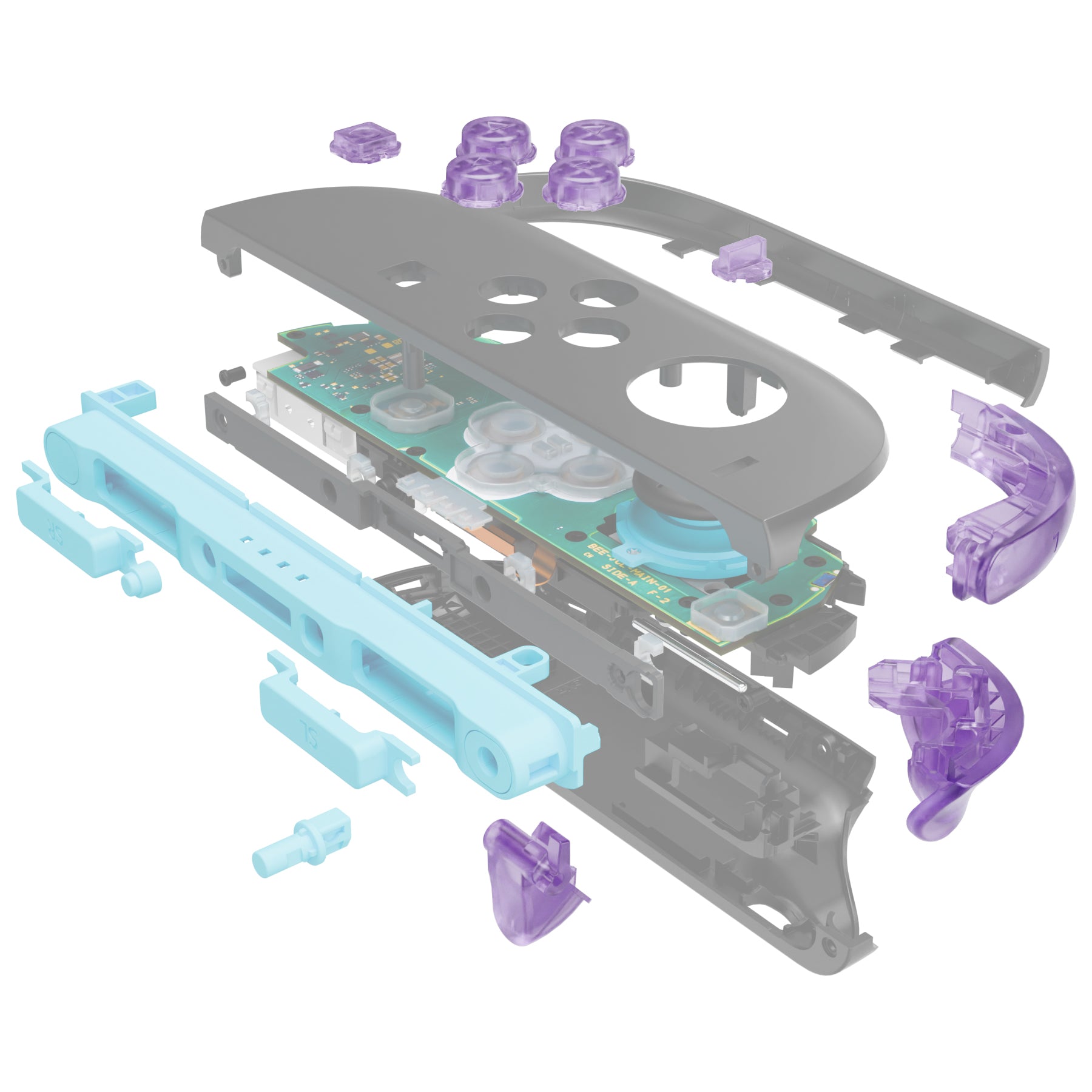 eXtremeRate Clear Atomic Purple DIY Replacement Full Set Buttons