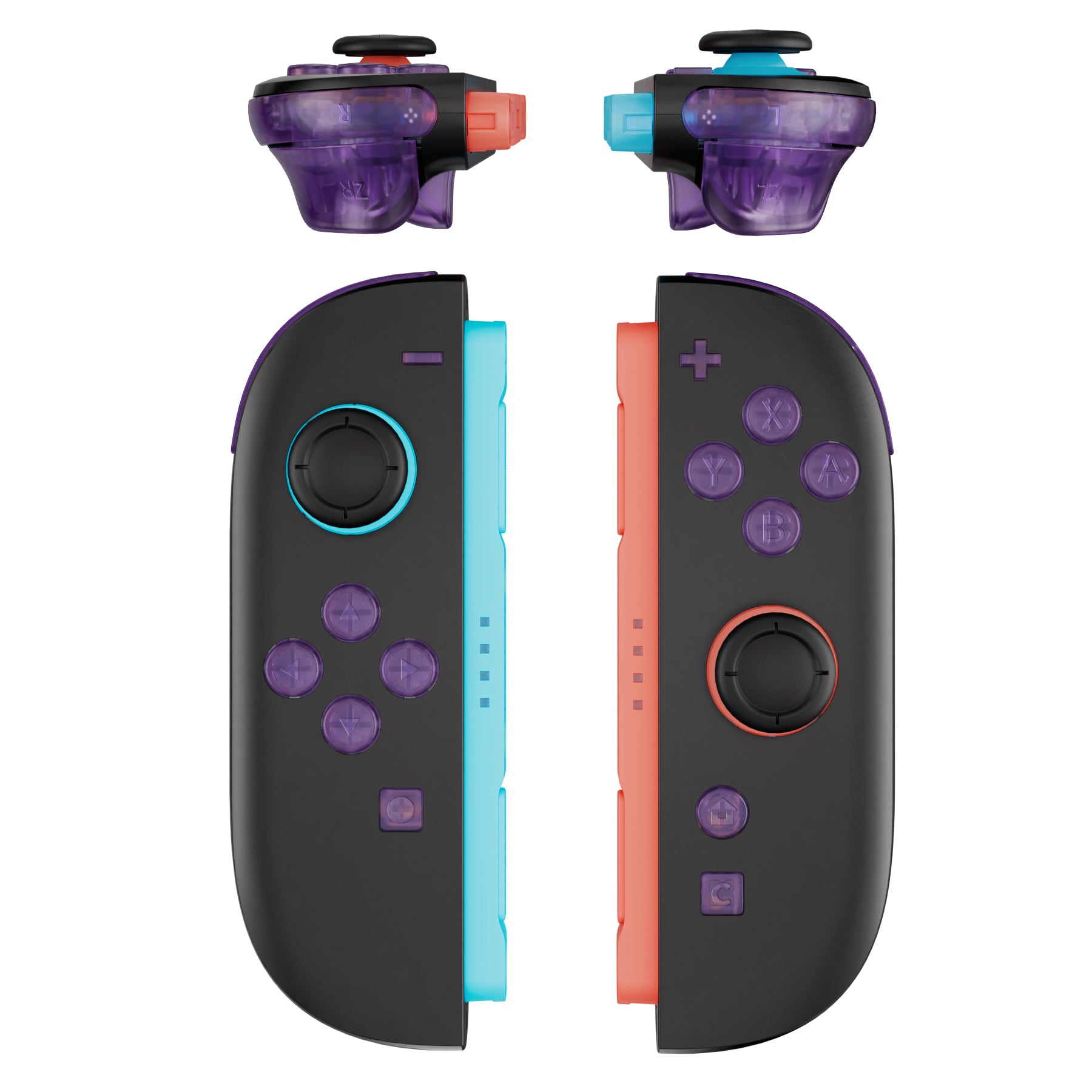 eXtremeRate Clear Atomic Purple DIY Replacement Full Set Buttons