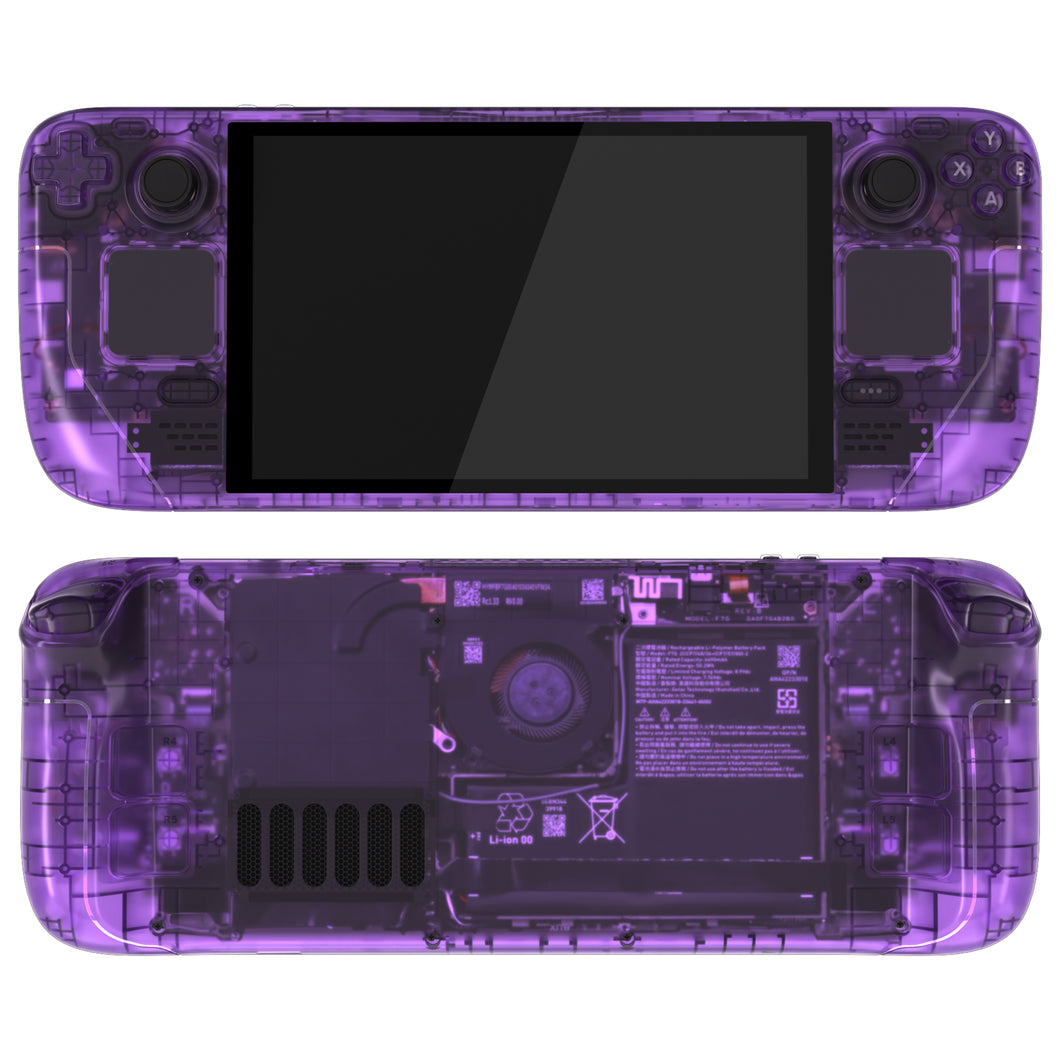Raplce Steamdeck Shell EXtremeRate Clear Atomic Purple Replacement Full Set Shell for Steam ...