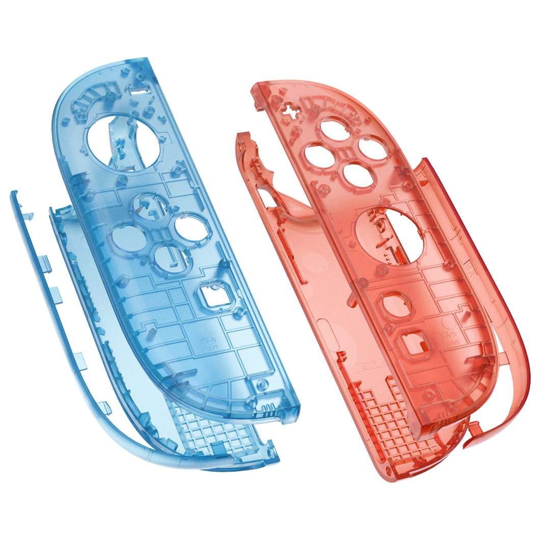 eXtremeRate Clear Blue & Orange DIY Replacement Joycon Shells for