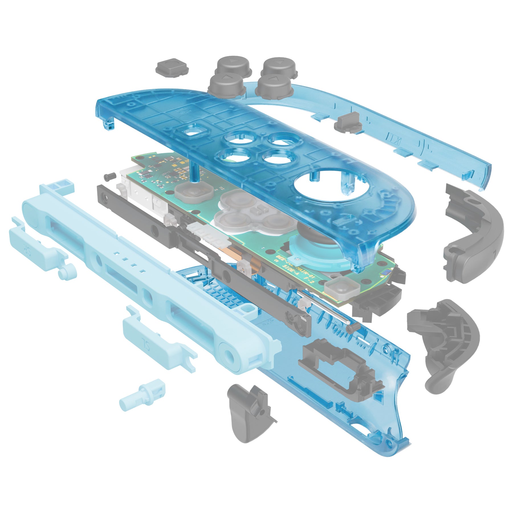 eXtremeRate Clear Blue & Orange DIY Replacement Joycon Shells for