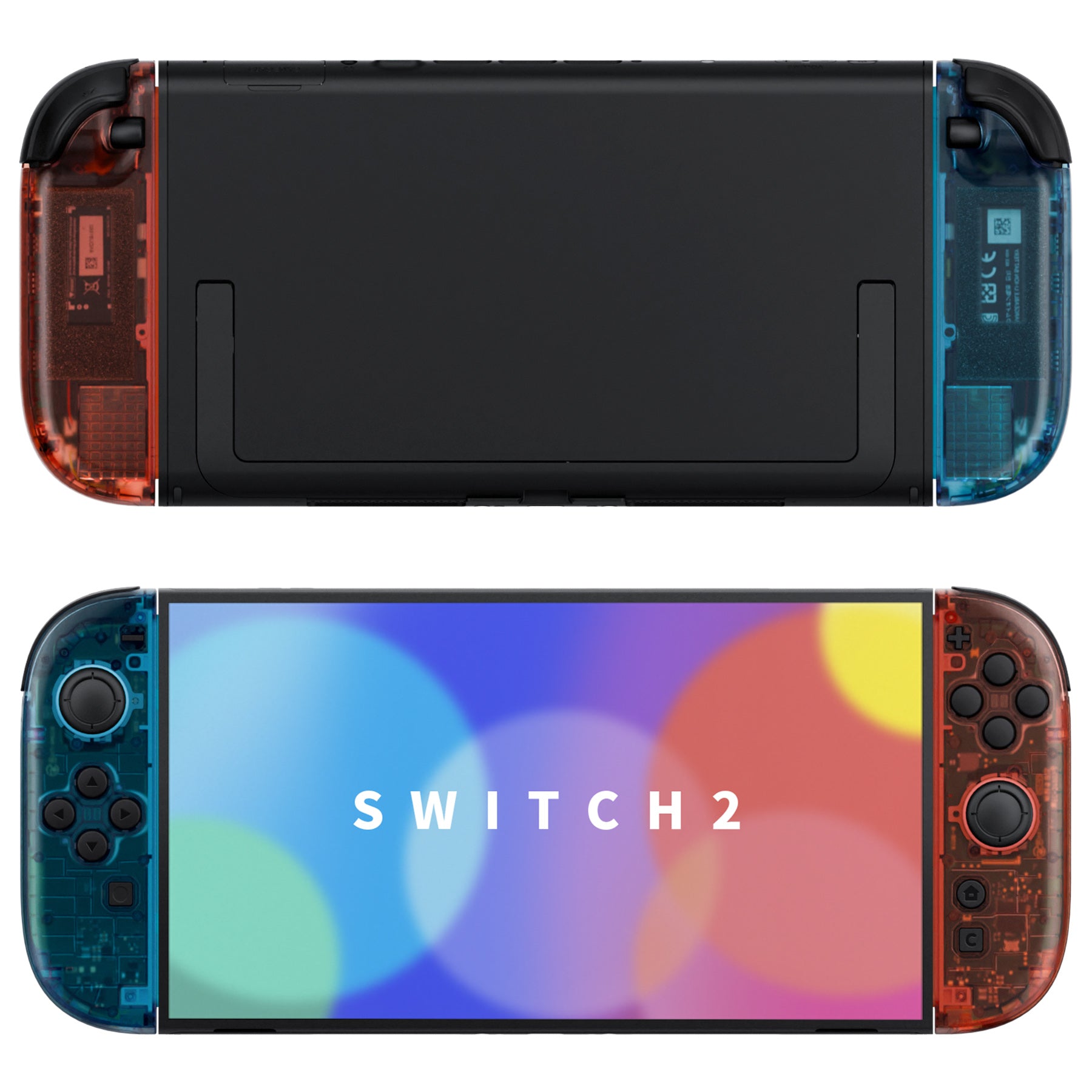 eXtremeRate Clear Blue & Orange DIY Replacement Joycon Shells for