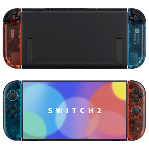 Blue Switch Shell eXtremeRate Clear Blue & Orange DIY Replacement Joycon Shells for ...