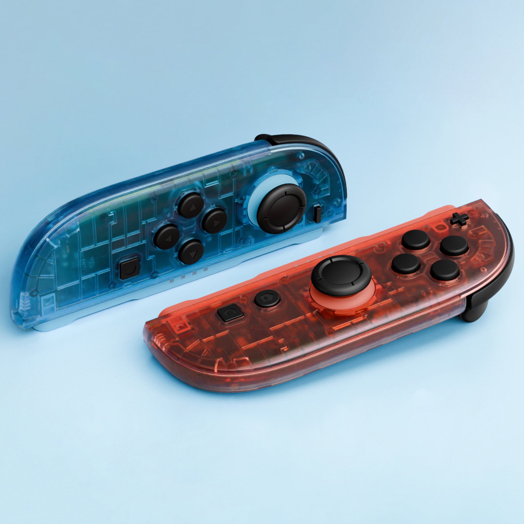 eXtremeRate Clear Blue & Orange DIY Replacement Joycon Shells for
