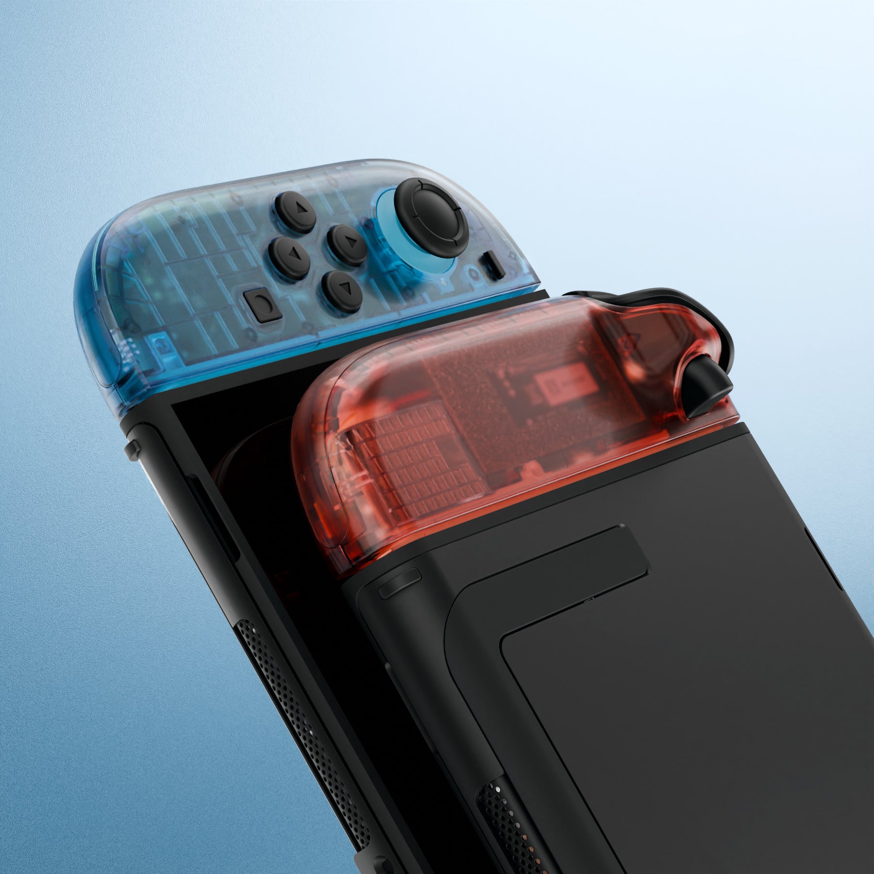 eXtremeRate Clear Blue & Orange DIY Replacement Joycon Shells for