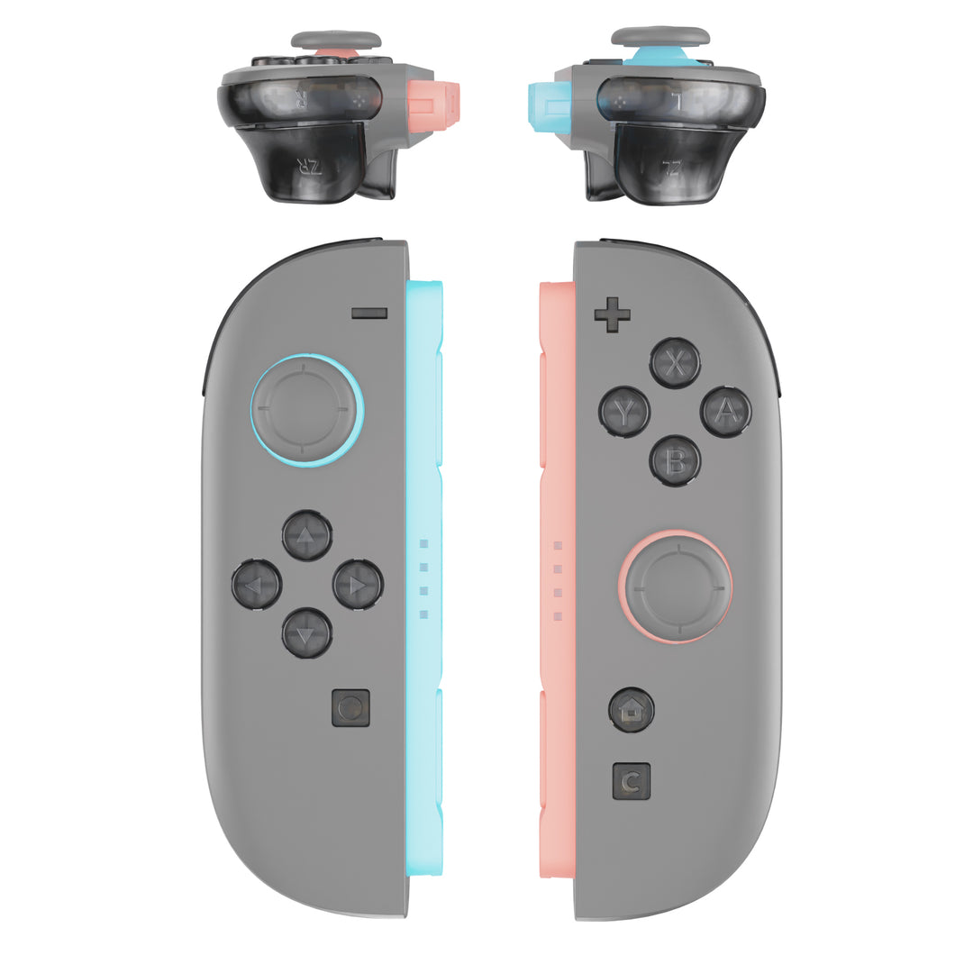 eXtremeRate Clear Slate Black DIY Replacement Full Set Buttons for Nintendo Switch 2 Joycon - AB2NTM002