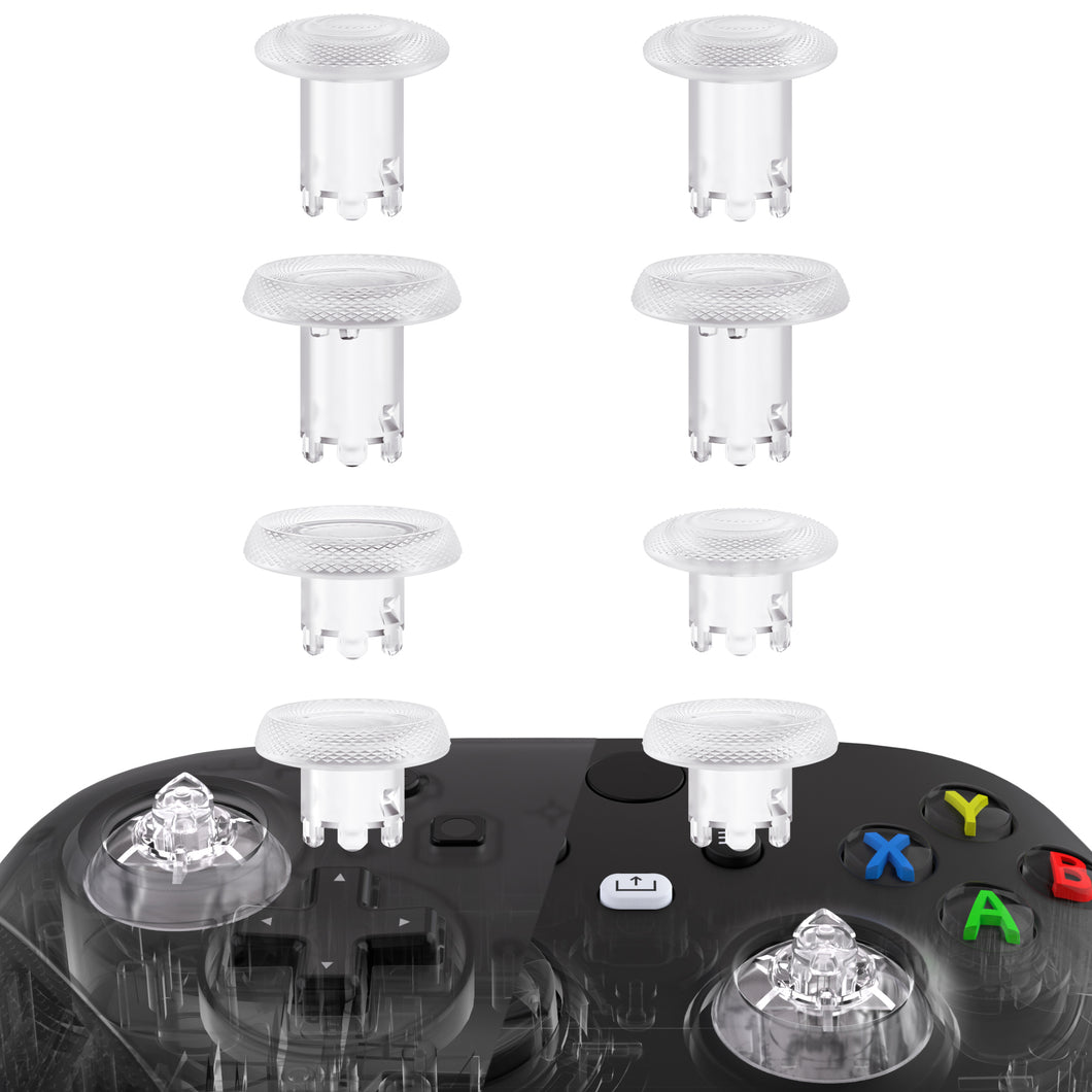 eXtremeRate Clear ThumbsGear V3 Interchangeable Thumbsticks for Xbox Core Controller & Xbox One S/X/Elite Controller & Nintendo Switch Pro Controller - VRVX3M003WS