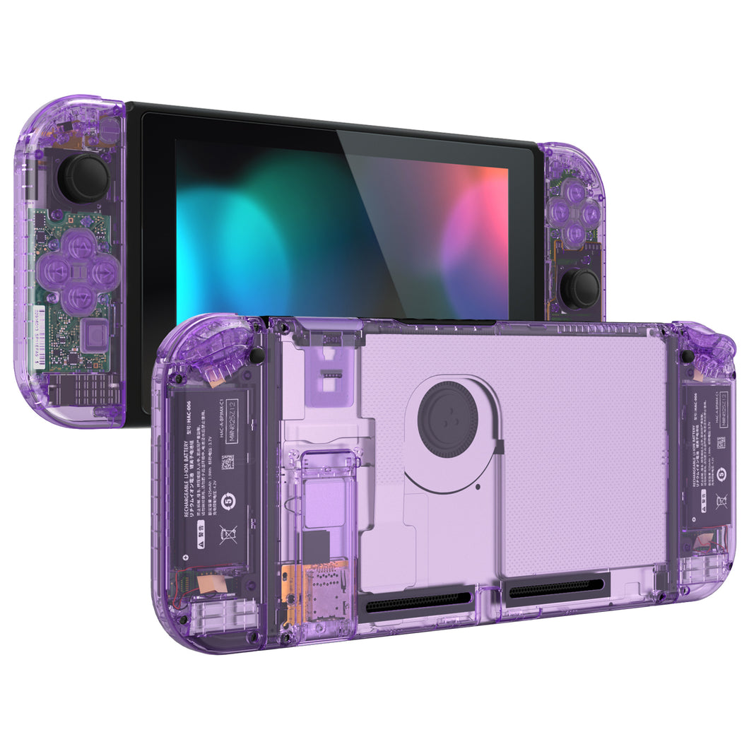 eXtremeRate Crystal Clear Atomic Purple Replacement Full Set Shells For Nintendo Switch - QP353WS