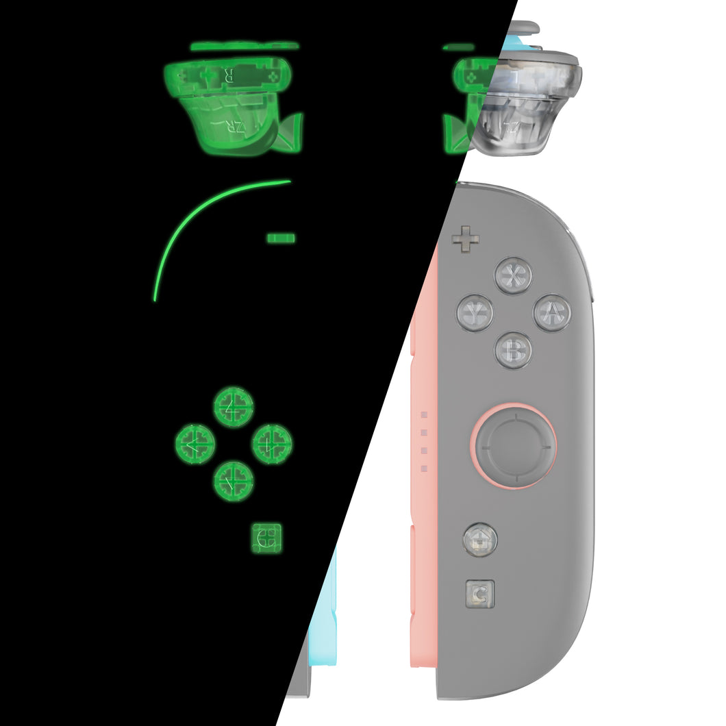 eXtremeRate Glow in Dark - Green DIY Replacement Full Set Buttons for Nintendo Switch 2 Joycon - AB2NTM007