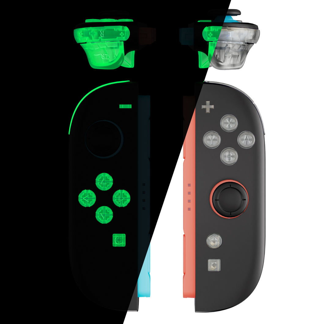 eXtremeRate Glow in Dark - Green DIY Replacement Full Set Buttons for Nintendo Switch 2 Joycon - AB2NTM007