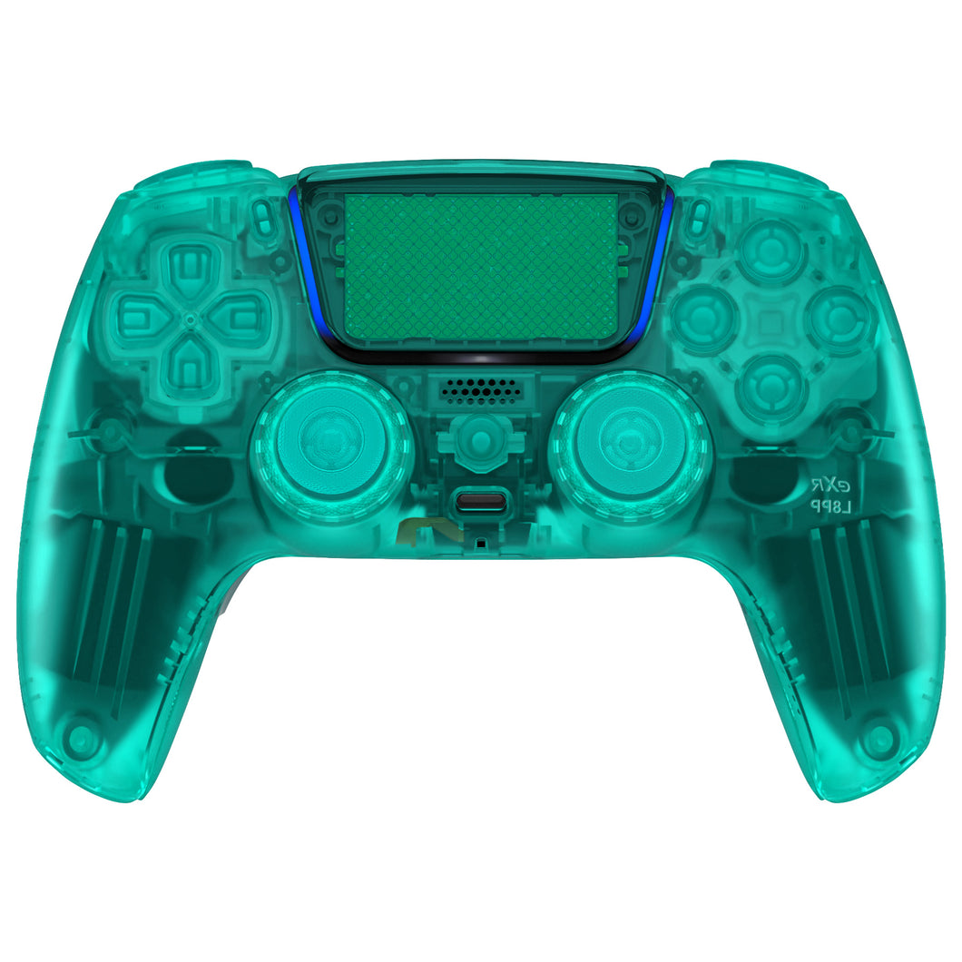 LUNA Redesigned Clear Emerald Green Replacement Full Set Shells with Buttons For PS5 Controller BDM-030/040/050 - KQXPFM006WS