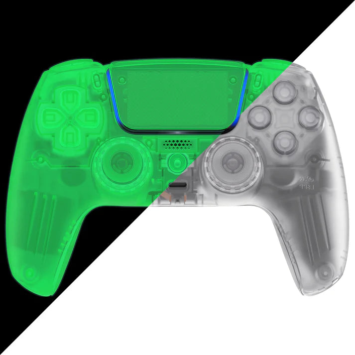 LUNA Redesigned Glow in Dark-Green Replacement Full Set Shells with Buttons For PS5 Controller BDM-030/040/050 - KQXPFM005WS