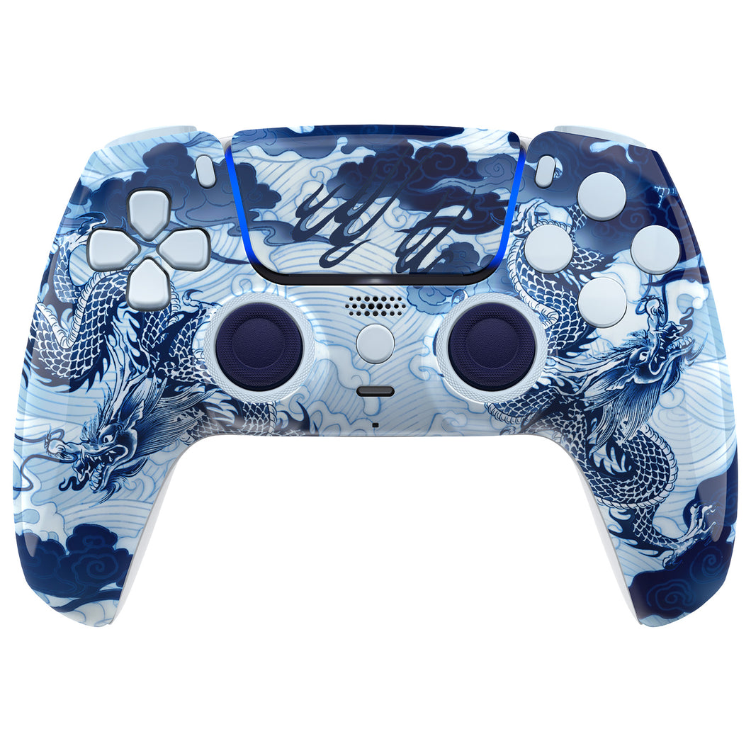 LUNA Redesigned Porcelain Dragon Replacement Full Set Shells with Buttons For PS5 Controller BDM-030/040/050 - KQXPFT001WS
