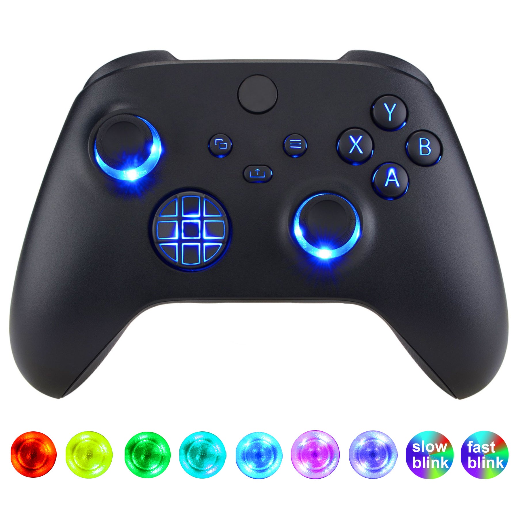 eXtremeRate Multi-Colors Luminated Black Buttons DTF V2 LED Kit for ...