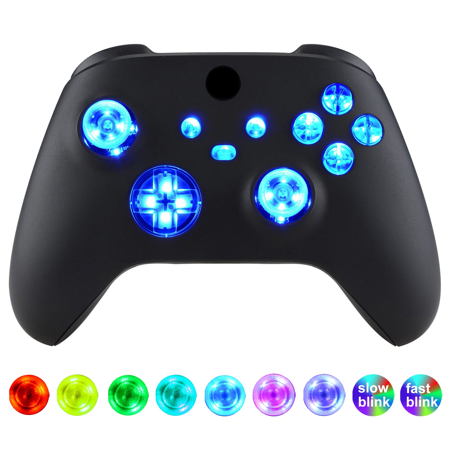eXtremeRate Multi-Colors Luminated Transparent Clear Buttons DTF V2 LED ...